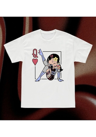 Y2k Gotik Betty Boop Tshirt Beyaz