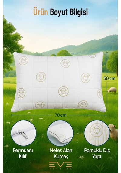 Diamond Desenli Antialerjik Yıkanabilir Nano Jel Yastık 1000 Gr 50x70 Cm Beyaz