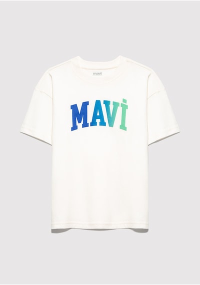 Mavi - Mavi Logo Baskılı Ekru Tişört 6610440-70057 Ekru