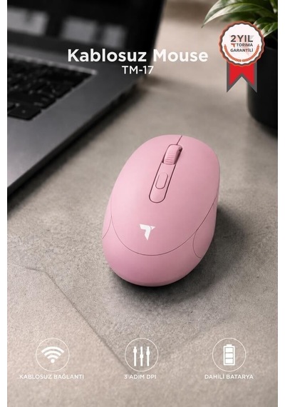 Teknoloji Tablet Faresi Çalışma Alanı Mouse Çift Modlu Sessiz Kablosuz Fare Tm17 Pembe