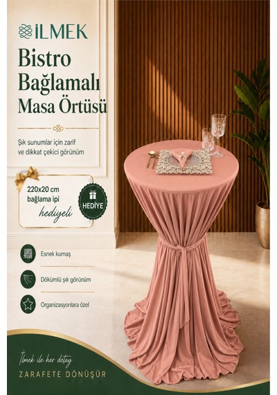 Dertsiz Bağlamalı Bistro Masa Örtüsü - Düğün Davet Organizasyon Otel Restoran Kokteyl Masa Örtüsü Gül Kurusu Gül Kurusu Dertsiz Bağlamalı Bistro Masa Örtüsü - Düğün Davet Organizasyon Otel Restoran Kokteyl Masa Örtüsü Gül Kurusu Gül Kurusu