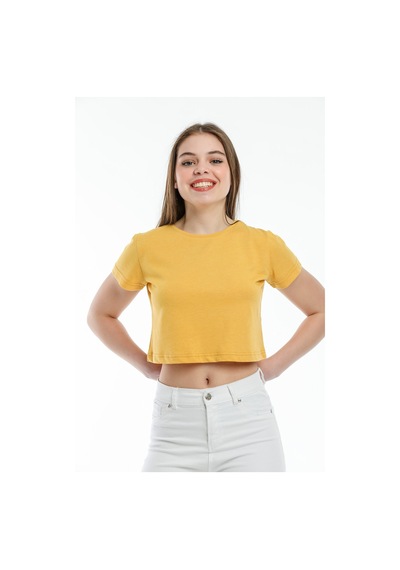 Kadın Crop Örme Tişort Spr21y13 001