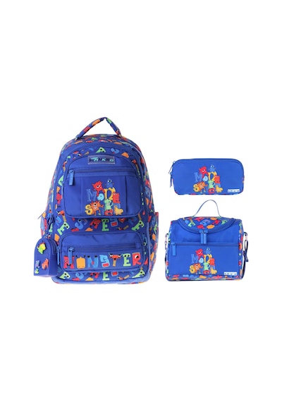 Kaukko Kids Monster Mavi Renk Erkek Çocuk Üçlü İlkokul Okul Çantası Seti/takımı - Setkk-l5404a