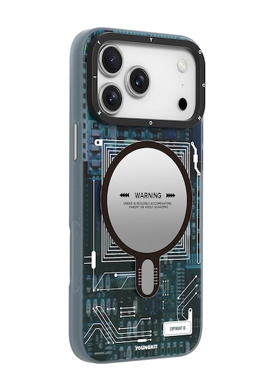 Apple Uyumlu iPhone 17 Pro Max Kılıf M-safeli Kamera Denetim Butonlu Youngkit Technology Serisi Kapak Mavi Mavi