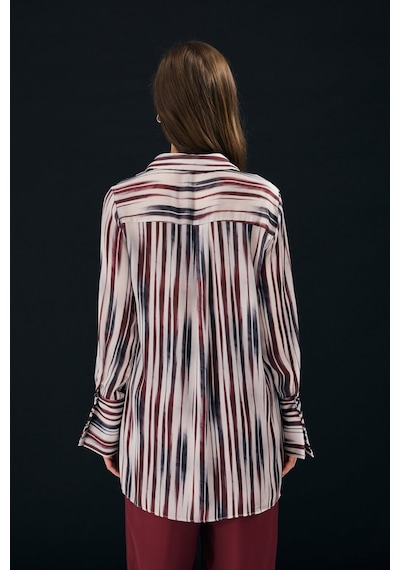 Sateen Desenli Salaş Gömlek - Bordo-137338