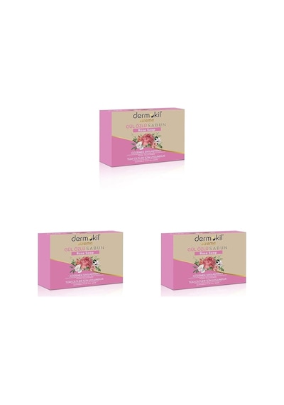 Gül Özlü Katı Doğal Sabun 100 Gr. 3lü Paket Acı Badem