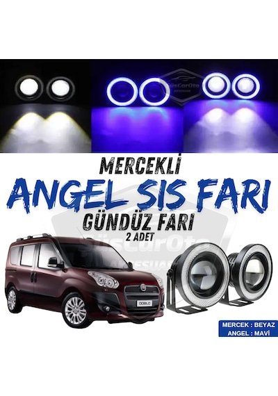 Fiat Doblo D3 2010-2015 Uyumlu Üniversal Mercekli Angel Sis Farı Metal Su Geçirmez 76 Mm Mavi Gündüz Farı Angel Sis Farı 57692886