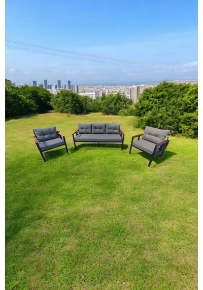 Pimango Pi Elize Bahçe Ve Balkon Mobilyası 3+1+1 Gri
