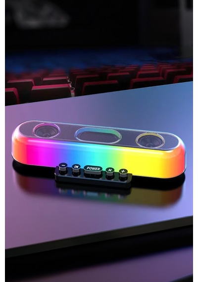 Thentech Bluetooth Hoparlör Daktilo Tuşlu Rgb Ledli 360 Derece Ses Özellikli Kablosuz Hoparlör Dekoratif Çok Renkli