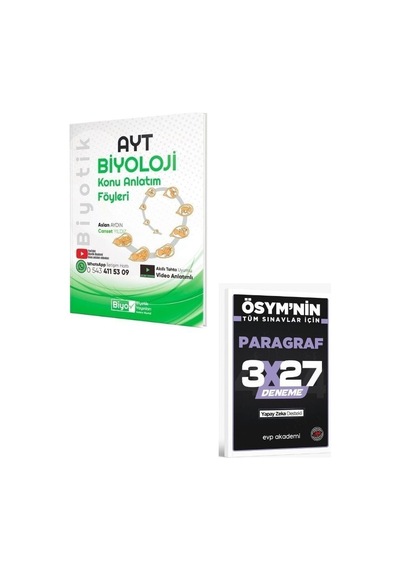 Biyotik 2027 Ayt Biyoloji Konu Anlatım Föyleri+ Evp Akademi Paragraf