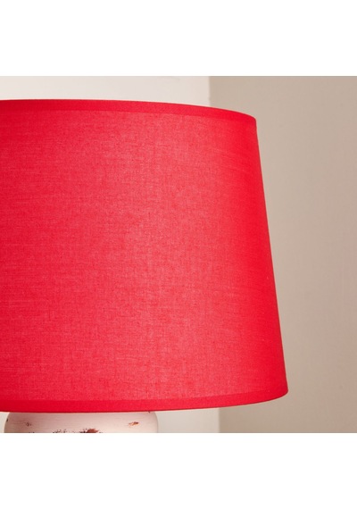 Lighting Apollon Eskitme Büyük Abajur - Kırmızı / Krem - 60 Cm Çok Renkli