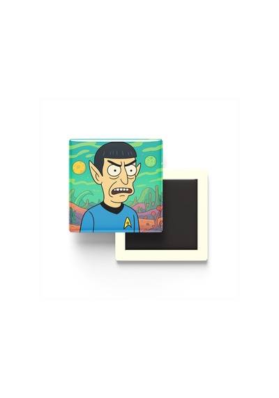 Spock - 9x9 Cm Baskılı Kare Buzdolap Magneti