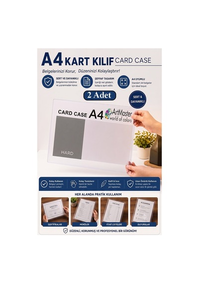 A4 Afiş Muhafaza Kabı 2 Adet 21x29.7 Cm Menü Belge Saklama Kabı Şeffaf Kaliteli Plastik Dosya Belge Saklama