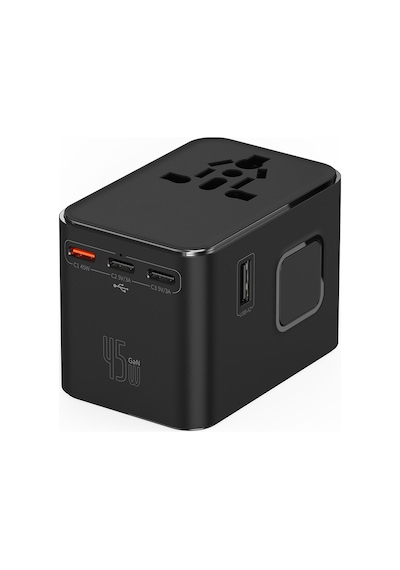 Wiwu Wi-ua006 Çoklu Universal Tr/us/uk/aus/eu Uyumlu Seyahat Şarj Adaptörü 45w Siyah