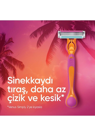 Gillette Simply Venus 3 Miami Tıraş Makinesi Gövdesi + 4 Bıçak