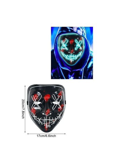 Işıklı Led Maske Parti Eğlence Maskesi Hallowen Neon Maske Mh-hs3519-4983