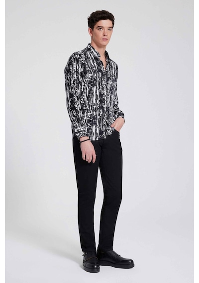Twn Slim Fit Siyah Baskılı Gömlek 0ec02ap022599 Siyah