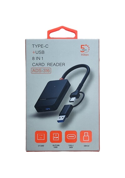 Pmr 8 İn 1 ADS-316 Type C - Usb 3.0 Usb Çoklayıcı - Compact Flash - Microsd-sd Kart Okuyucu