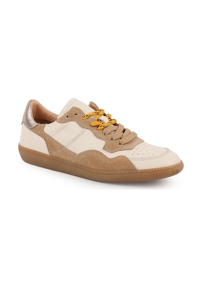 Mamma Mia Kadın Sneaker Bağcıklı Hakiki Süet Yürüyüş Hafif Taban Retro 26y-870 Bej