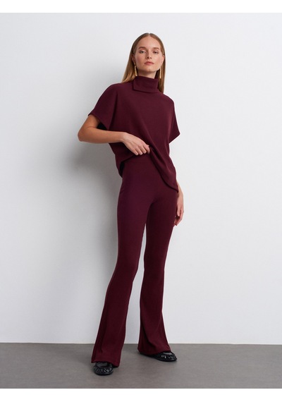 Dilvin 71910 Yüksek Bel Örme Pantolon-bordo Bordo