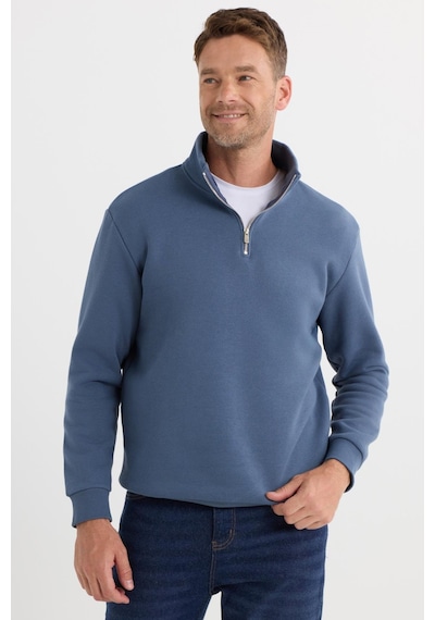 Tudors Unisex Relax Fit Rahat Kesim Pamuklu İçi Polarlı Yarım Fermuarlı Mavi Dik Yaka Sweatshirt-35174 Mavi Tudors Unisex Relax Fit Rahat Kesim Pamuklu İçi Polarlı Yarım Fermuarlı Mavi Dik Yaka Sweatshirt-35174 Mavi