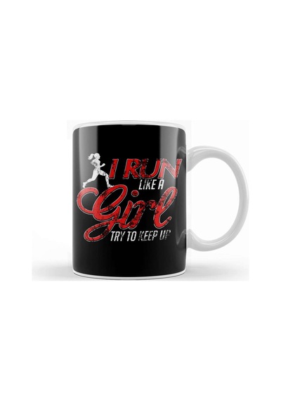 Cute I Run Like A Girl Try To Keep Up Distressed Kupa Bardak Porselen Karışık