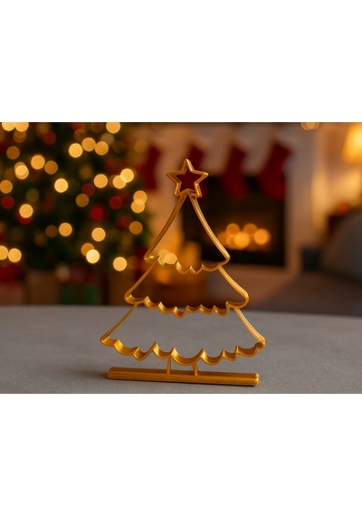 Yılbaşı Temalı Mini Süs Seti Pla Plastik Gold Renk 15cm