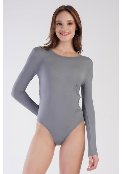 Cotonhause Kadın Çift Taş İşlemeli Şardonlu İnce Yumuşacık Kumaş Gri Thermal Çıtçıtlı Body C2t0n0o903 001