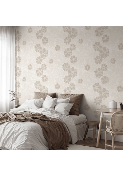 Krem Çiçekli 16 M2 Duvar Kağıdı 771031 Çok Renkli