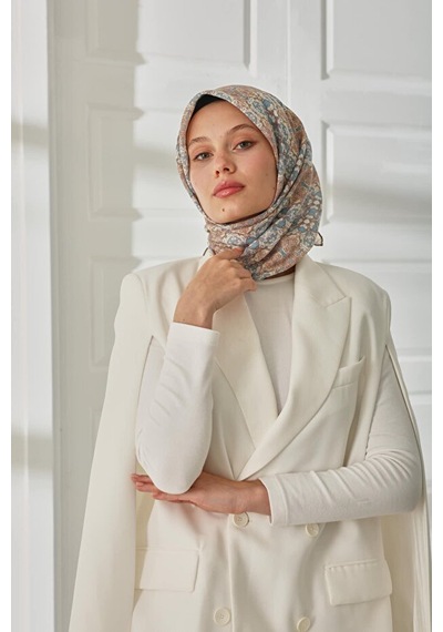 Silk Home Mozaik Desen Soft Pamuk Eşarp İnci Beyazı