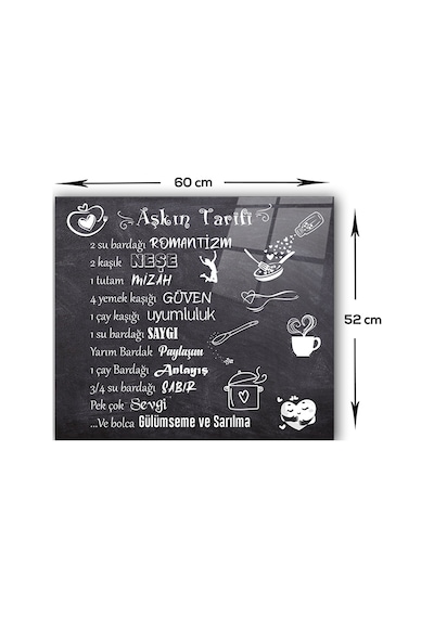 Decorita Cam Ocak Arkası Koruyucu | Aşkın Tarifi | 52cm x 60cm
