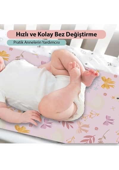 Matgo Baby Kuğulu Bebek Alt Açma Matı Minderi Yıkanır Sıvı Geçirmez Bakım Pad Örtüsü 35x65cm 2 Adet