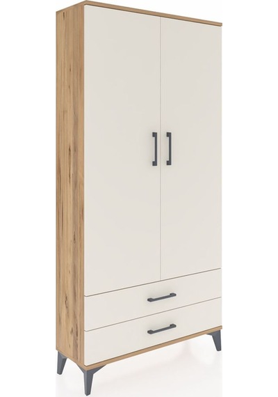 Arges Dolap Tek Raflı 2 Çekmeceli Tek Askılı 88x30x182 Çam-ay... Çam