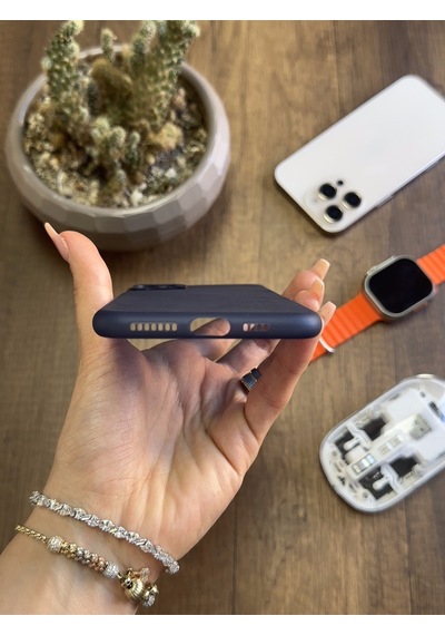 Apple iPhone 12 Pro Max Uyumlu Süper İnce Mat Ultra Thin Silikon Kılıf Lacivert