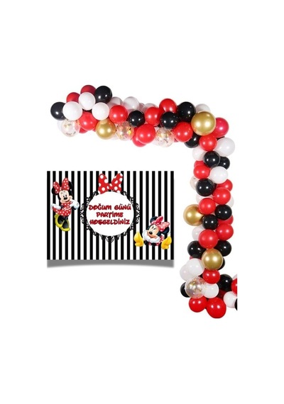 Minnie Mouse 50x70 Cm Afiş Ve 50 Adet Balon Seti Doğum Günü Part