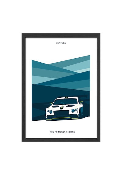 Bentley Siyah Ahşap Çerçeveli Poster, Spor Araba Duvar Tablosu