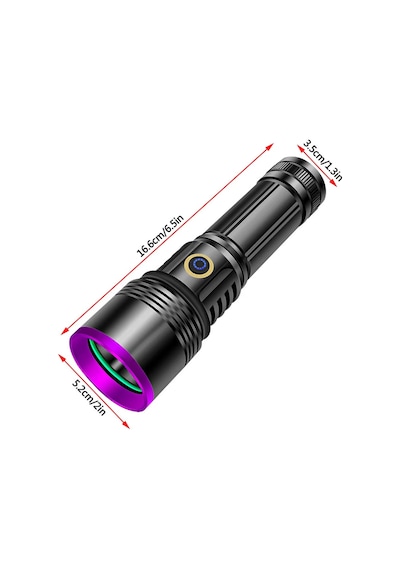 F.b.ı F-365 20watt Şarjlı 26650 Pilli Uv Led Mor Işıklı El Feneri Siyah