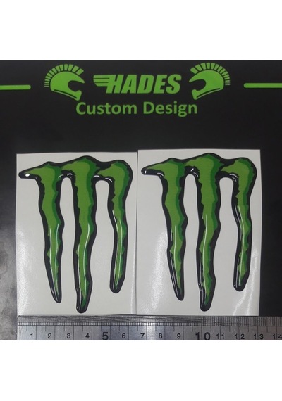 Hades Motosiklet Aksesuarları Monster Logo Sticker Yeşil