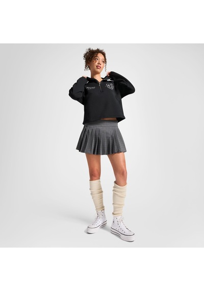 Converse Classic Kadın Yarım Fermuarlı Siyah Sweatshirt
