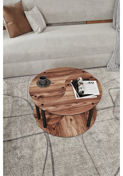 Yin Yang Unıty Serenıty Orta Sehpa 2 Li Madran Ceviz-70 Cm Ceviz
