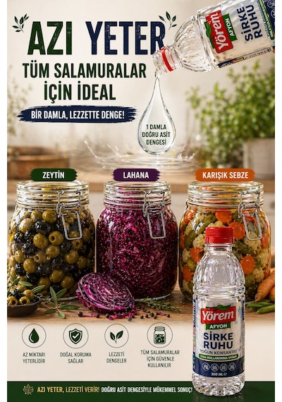 Gülçehre Yörem Afyon Doğanın Saf İksiri Konsantre Sirke Ruhu Asetik Asit 300ml.
