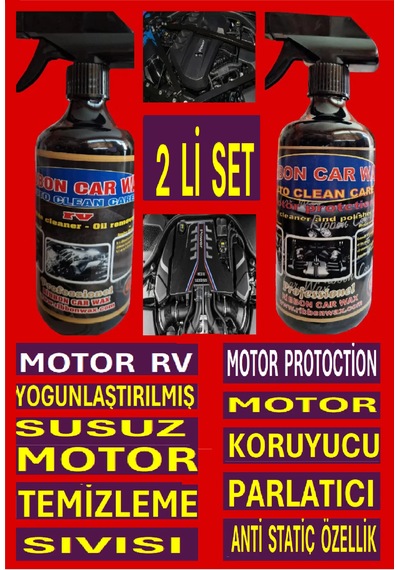 Susuz Motor Temizleme Sıvısı 500 Ml + Motor Koruma Parlatma 500 Ml 2 Lı Set