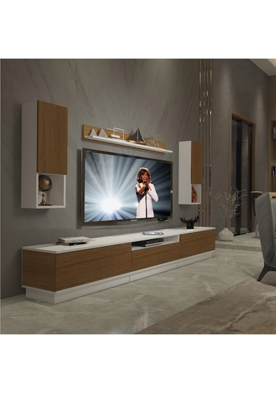 Decoraktiv Trendstyle 270das Mdf Tv Ünitesi Tv Sehpası - Beyaz Ceviz Ahşap - Beyaz Decoraktiv Trendstyle 270das Mdf Tv Ünitesi Tv Sehpası - Beyaz Ceviz Ahşap - Beyaz