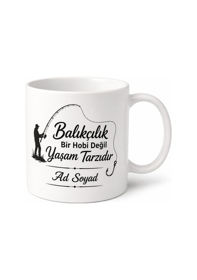 Balıkçılık Yaşam Tarzı Kupa Bardak Hediye Beyaz / Çok Renkli