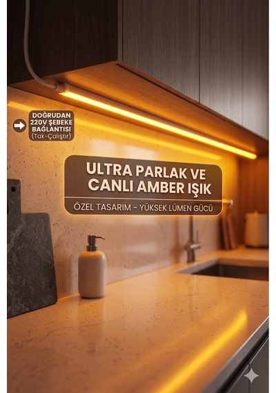 10 Metre Amber 220v Neon Led Şerit ,tak Çalıştır Set, Fişli Esnek Şerit Led, ,turuncu Led,mutfak,tezgah Ledi, Neon Led Şerit Işık ,ambiyans Işık Havuzu, Balkon, Teras Ve Ev İçin Dekoratif Led