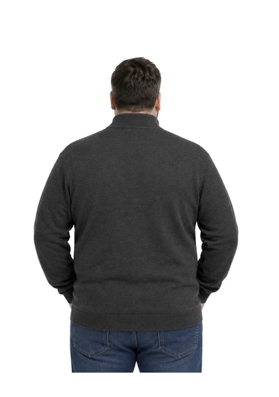 Battalmoda Erkek Büyük Beden Antrasit Basic Cepli Triko Hırka 3xl-4xl-5xl-6xl