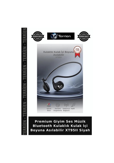 Premium Giyim Ses Müzik Bluetooth Kulaklık Kulak İçi Boyuna Asılabilir Xt95ıı Siyah