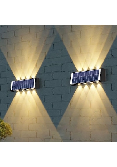 20 Watt, Çok Kaliteli, Güneş Enerjisi İle Çalışır Dekoratif Dış Mekan Aplik Solar Bahçe Duvar Aplik Gün Işığı - Sarı