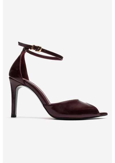 Luvishoes Dona Bordo Cilt Kadın İnce Topuklu Ayakkabı