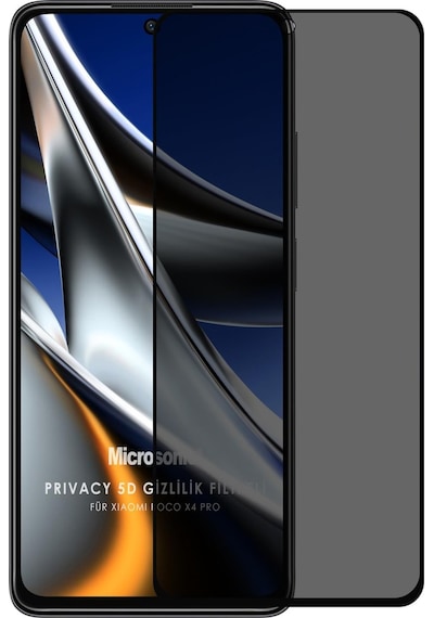 Microsonic Xiaomi Poco X4 Pro 5g Privacy 5d Gizlilik Filtreli Cam Ekran Koruyucu Siyah